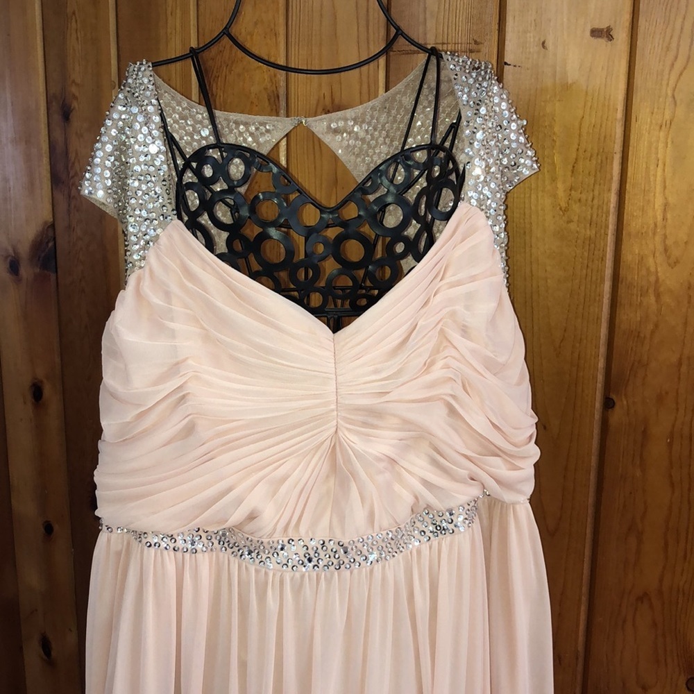 Adrianna Papell Long Dress Women’s Size 18 Pink Silver Sequins Gown bridesmaids‌ - Picture 6 of 15